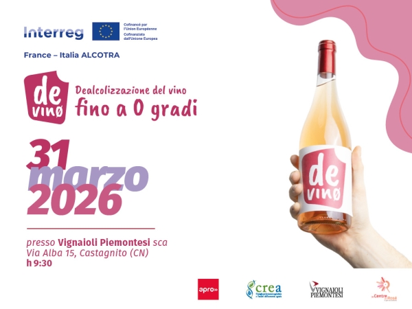 Nasce DEVIN0: il progetto transfrontaliero Italia&ndash; Francia coordinato da Apro Formazione con  Vignaioli Piemontesi, Crea e Centre du Ros&egrave; sulla dealcolizzazione del vino fino a 0 gradi